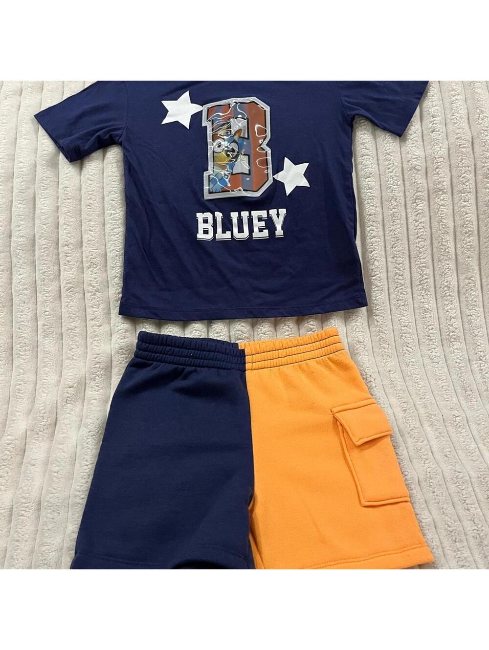 Bluey Kids Matching Set - Navy and Orange Boys Size 4